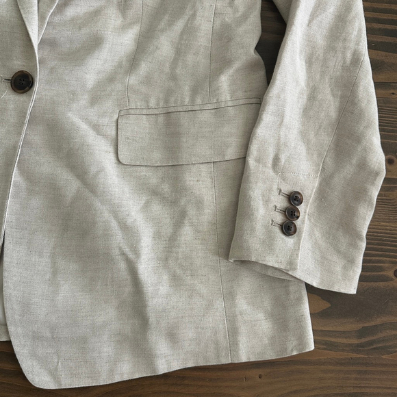 Women's LOFT Beige Linen Blend Blazer Jacket Size 6 Single Button Lightweight - Picture 4 of 10
